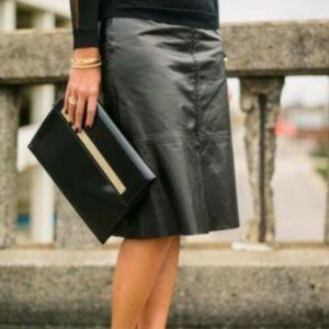 Banana Republic 100% Genuine Leather A-Line Skirt, Lined, Black, Size 8